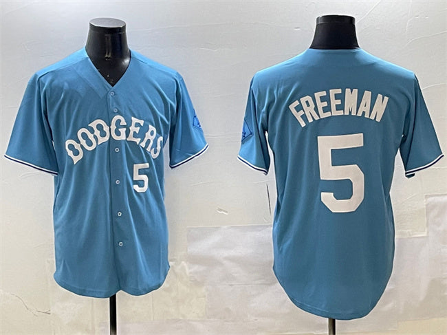 Custom #5 Light Blue LAD Baseball Shirt Top
