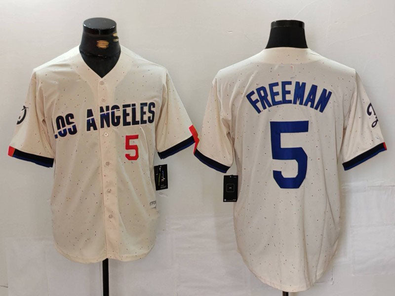 Custom #5 Cream 2024 City Connect LAD Baseball Shirt Top