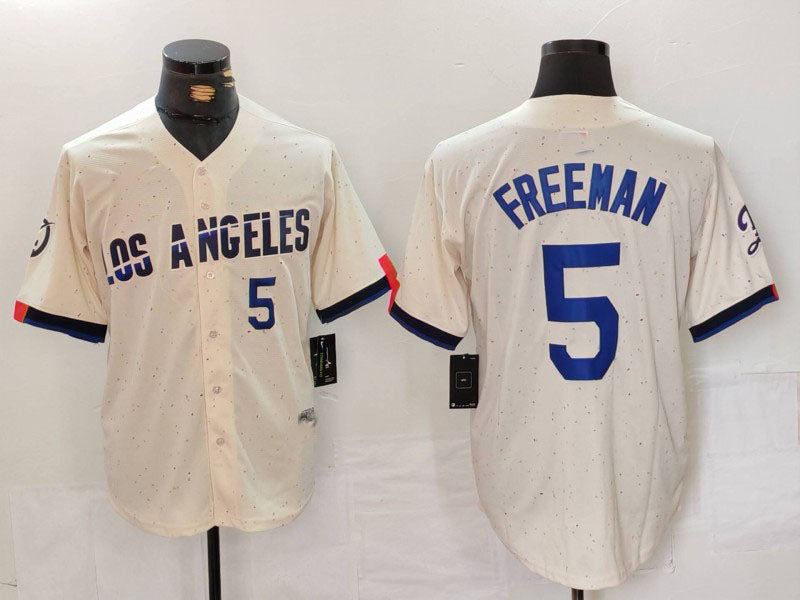 Custom #5 Cream 2024 City Connect LAD Baseball Shirt Top