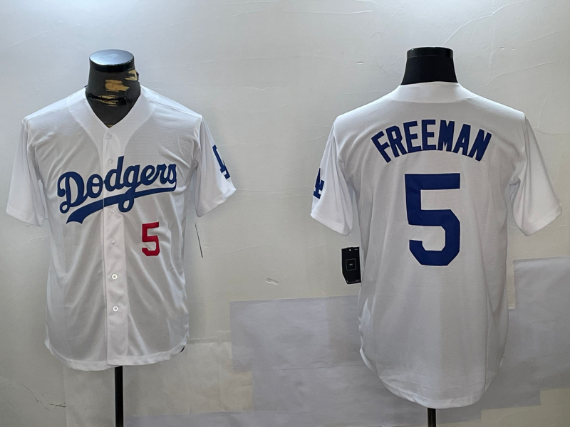 Custom #5 White LAD Baseball Shirt Top