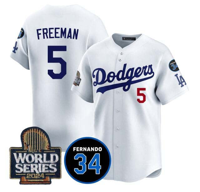 Custom #5 White 2024 LAD Baseball Shirt Top