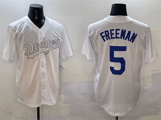 Custom #5 White LAD Baseball Shirt Top