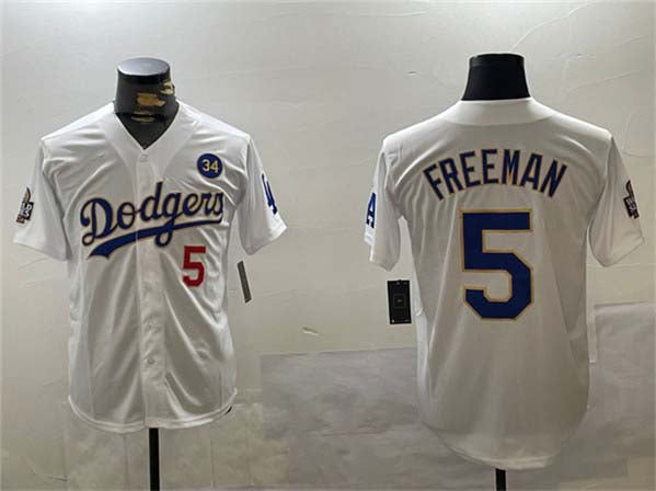 Custom #5 White 2024 LAD Baseball Shirt Top