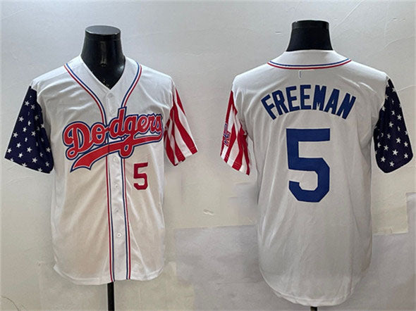 Custom #5 White LAD Baseball Shirt Top