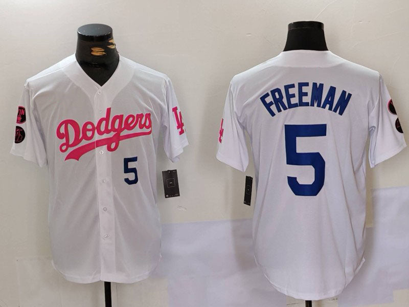 Custom #5 White LAD Baseball Shirt Top