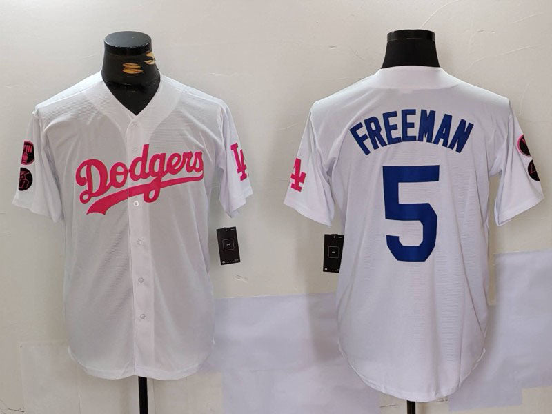 Custom #5 White LAD Baseball Shirt Top