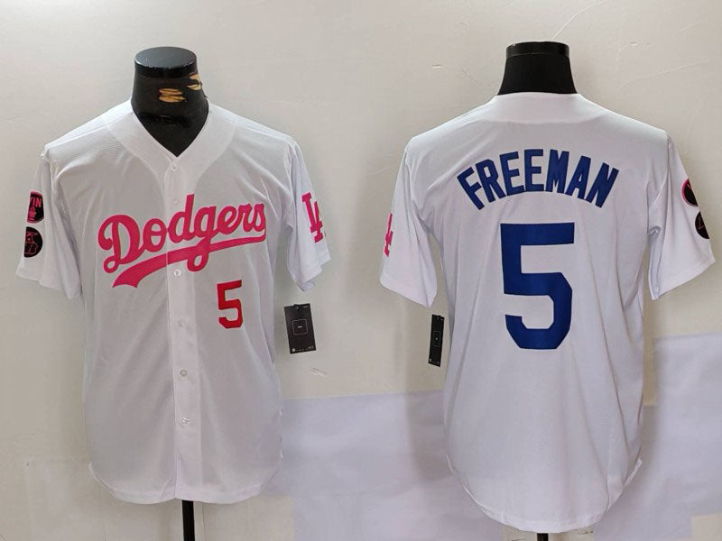 Custom #5 White LAD Baseball Shirt Top