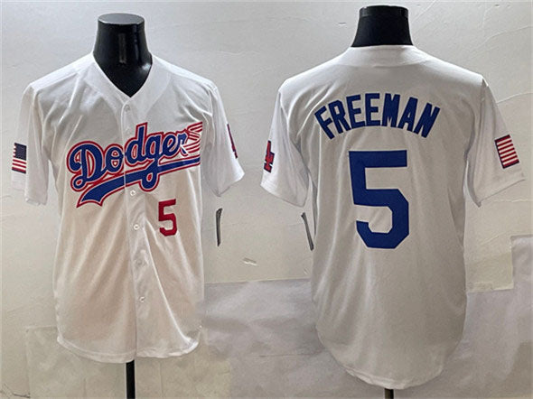 Custom #5 White LAD Baseball Shirt Top