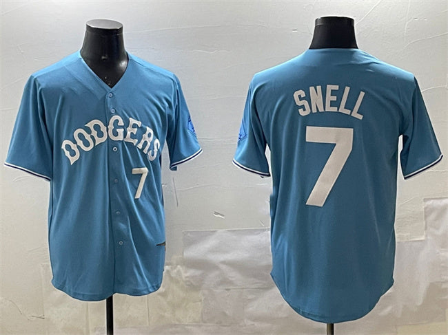 Custom #7 Light Blue LAD Baseball Shirt Top