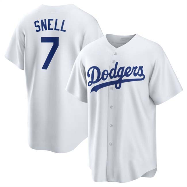 Custom #7 White 2024 LAD Baseball Shirt Top