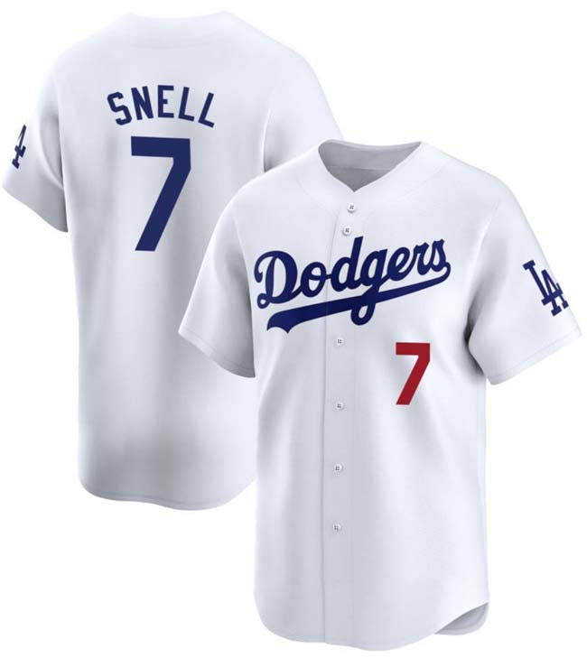 Custom #7 White 2024 LAD Baseball Shirt Top