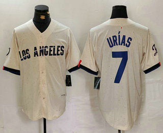 Custom #7 Cream 2024 City Connect LAD Baseball Shirt Top