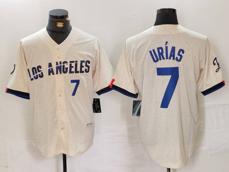 Custom #7 Cream 2024 City Connect LAD Baseball Shirt Top