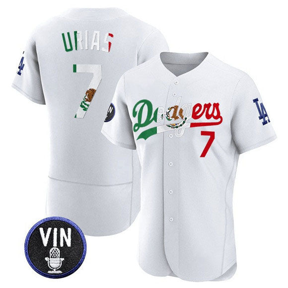 Custom #7 White LAD Baseball Shirt Top