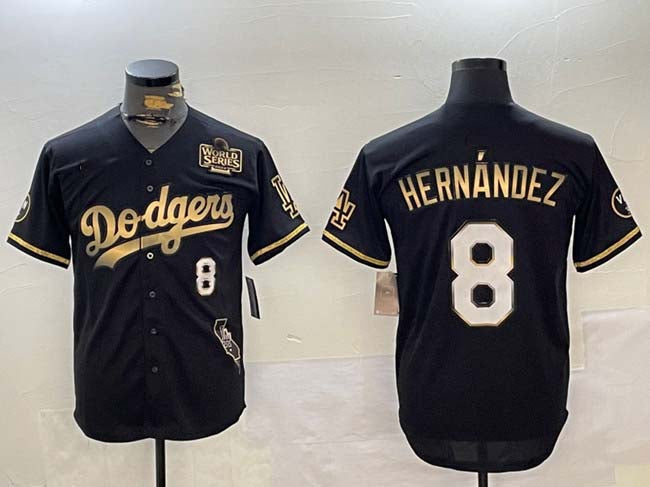 Custom #8 Black 2024 LAD Baseball Shirt Top