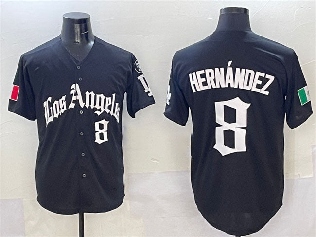 Custom #8 Black 2025 LAD Baseball Shirt Top