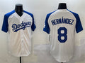 Custom #8 White LAD Baseball Shirt Top