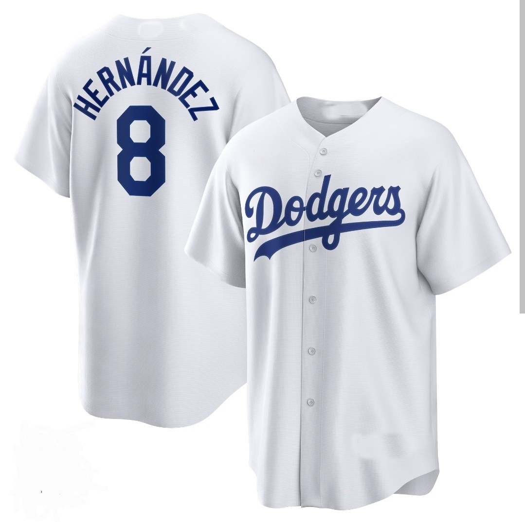 Custom #8 White LAD Baseball Shirt Top