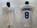 Custom #8 White LAD Baseball Shirt Top