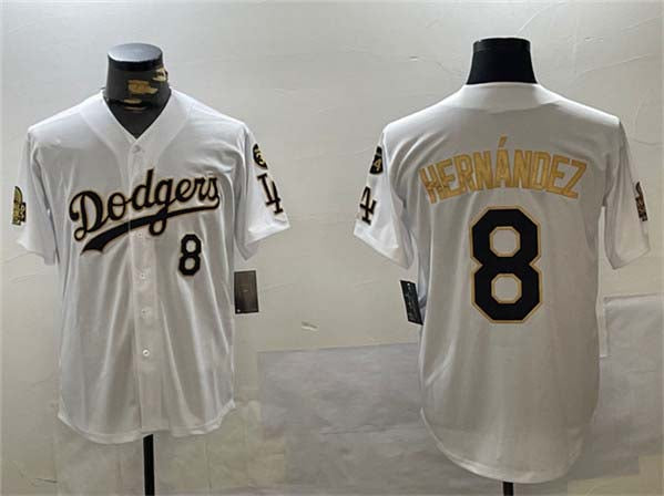 Custom #8 White 2024 LAD Baseball Shirt Top