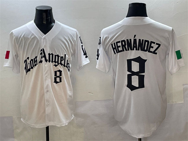 Custom #8 White 2025 LAD Baseball Shirt Top