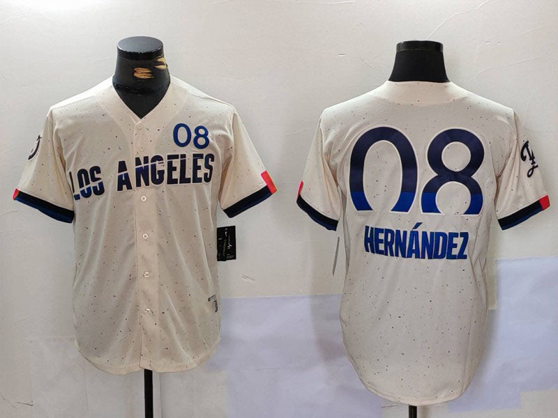 Custom #8 Cream 2024 City Connect LAD Baseball Shirt Top