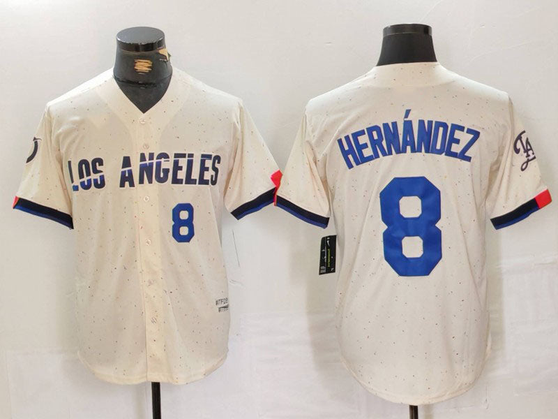 Custom #8 Cream 2024 City Connect LAD Baseball Shirt Top