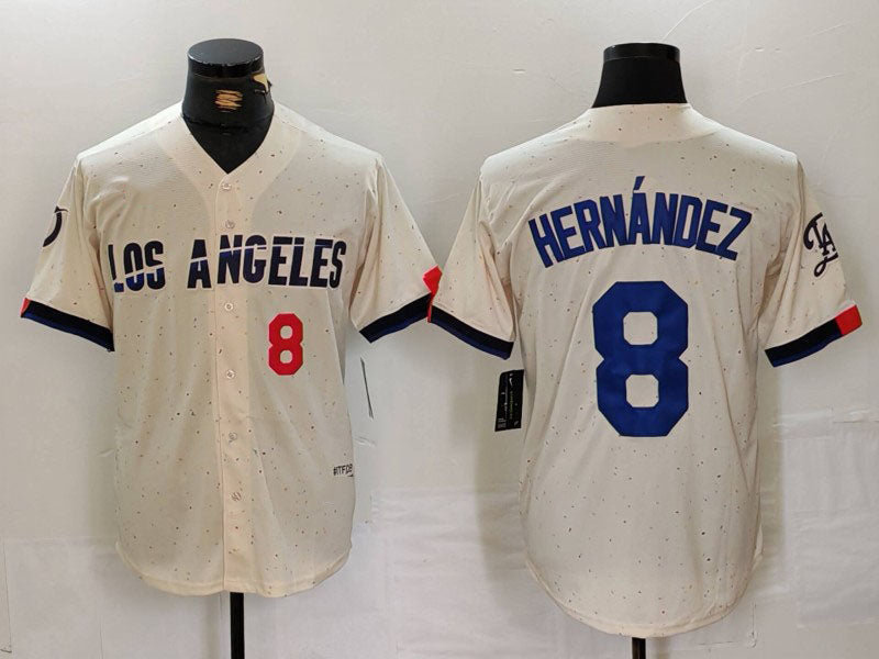 Custom #8 Cream 2024 City Connect LAD Baseball Shirt Top