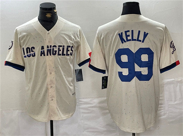 Custom #99 Cream LAD Baseball Shirt Top