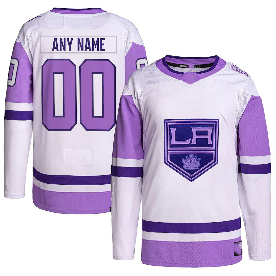 Custom White LAK Hockey Shirt Top