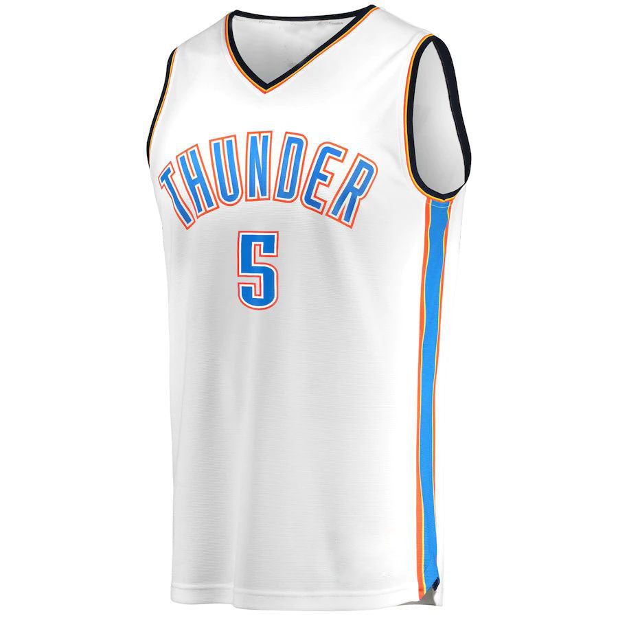 Custom #5 White OKC Basketball Shirt Top