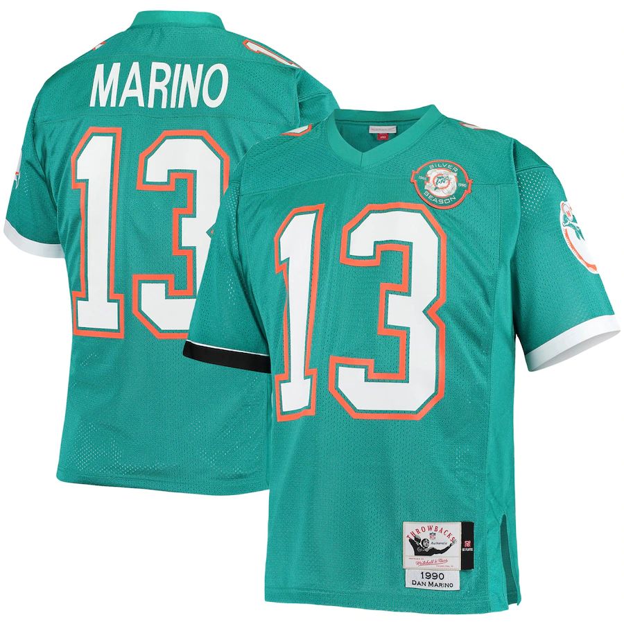 Custom #13 Aqua 1990 Throwback MIA Football Shirt Top