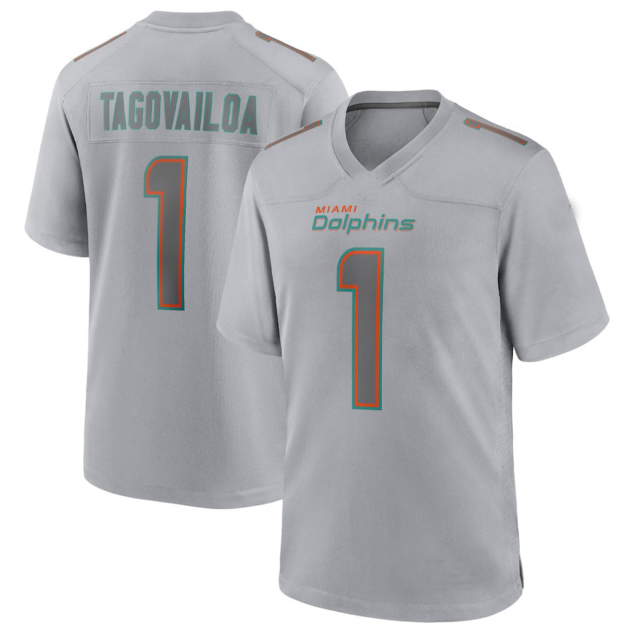 Custom #1 Gray MIA Football Shirt Top