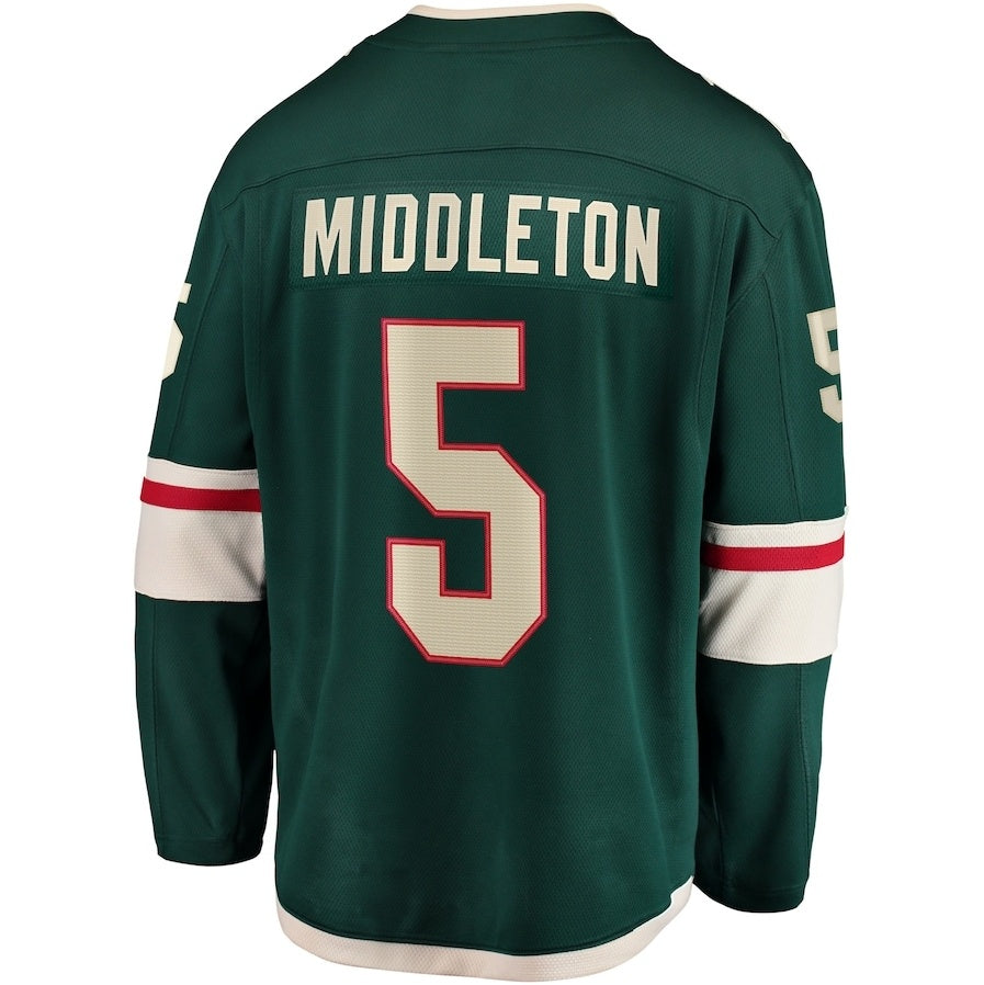 Custom #5 Green MIN Hockey Shirt Top