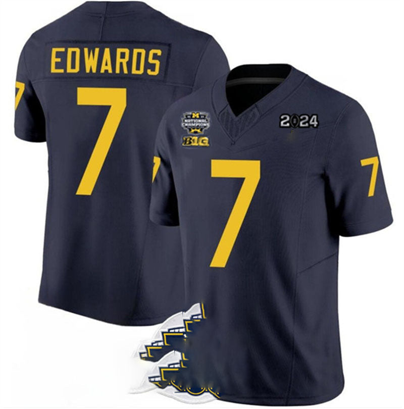Custom #7 Navy 2024 Championship College Shirt Top