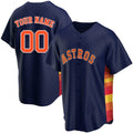 Custom Navy HOU Baseball Shirt Top