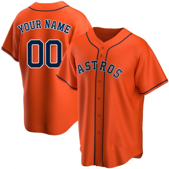 Custom Orange HOU Baseball Shirt Top