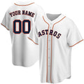 Custom White HOU Baseball Shirt Top