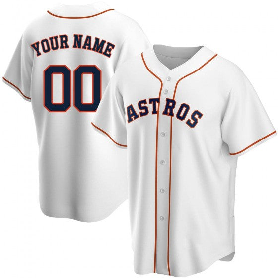 Custom White HOU Baseball Shirt Top