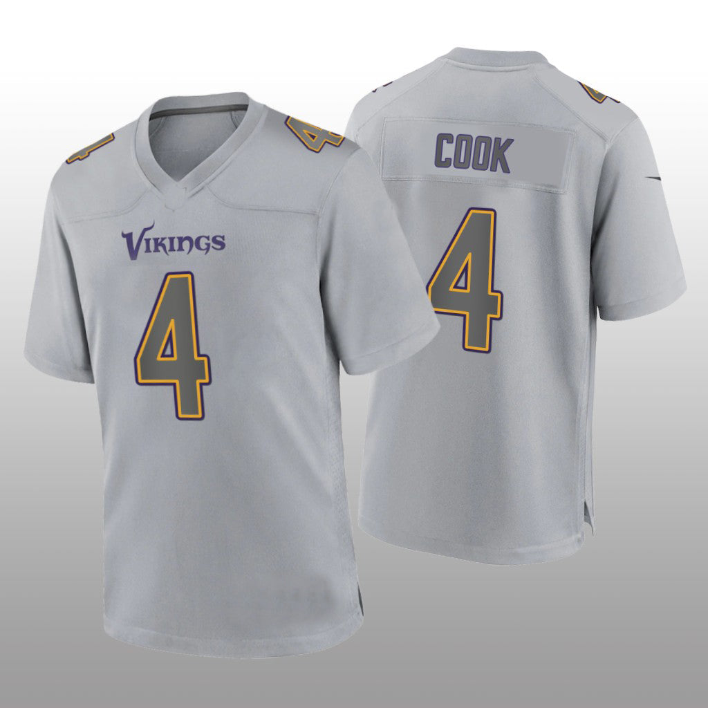 Custom #4 Gray MIN Football Shirt Top