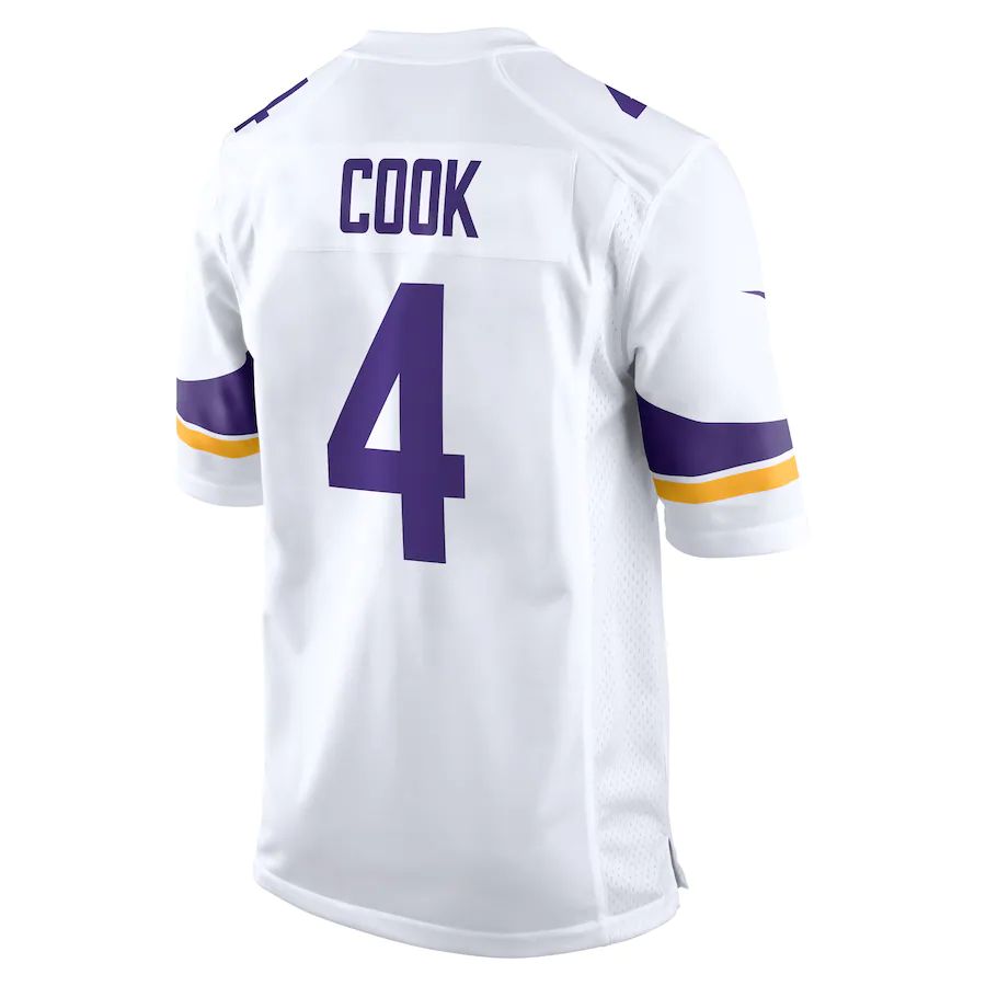 Custom #4 White MIN Football Shirt Top