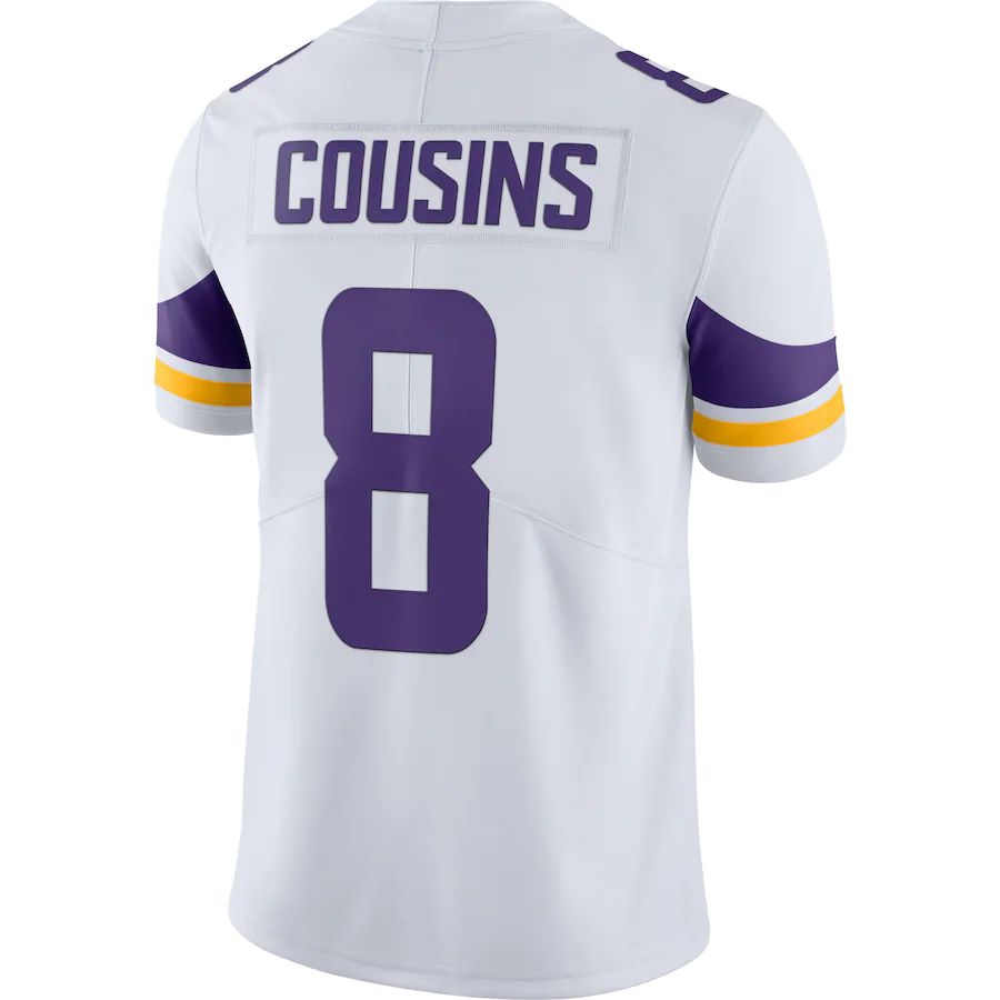 Custom #8 White MIN Football Shirt Top