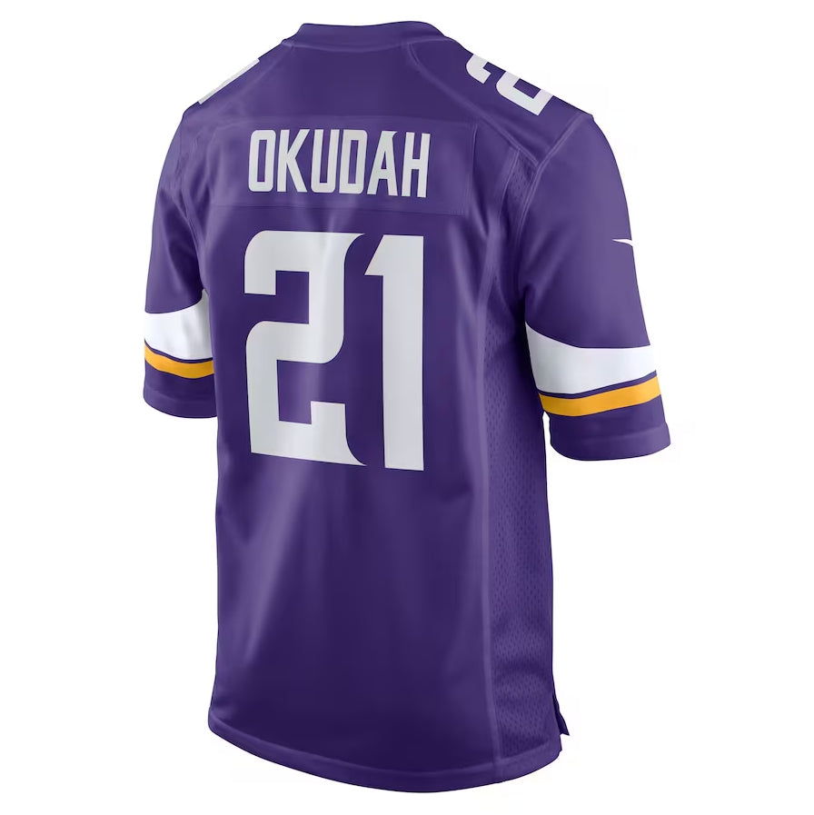 Custom #21 Purple MIN Football Shirt Top