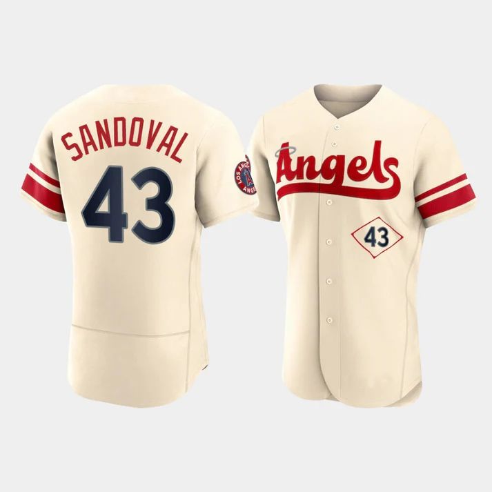 Custom #43 Cream 2022 City Connect LAA Baseball Shirt Top