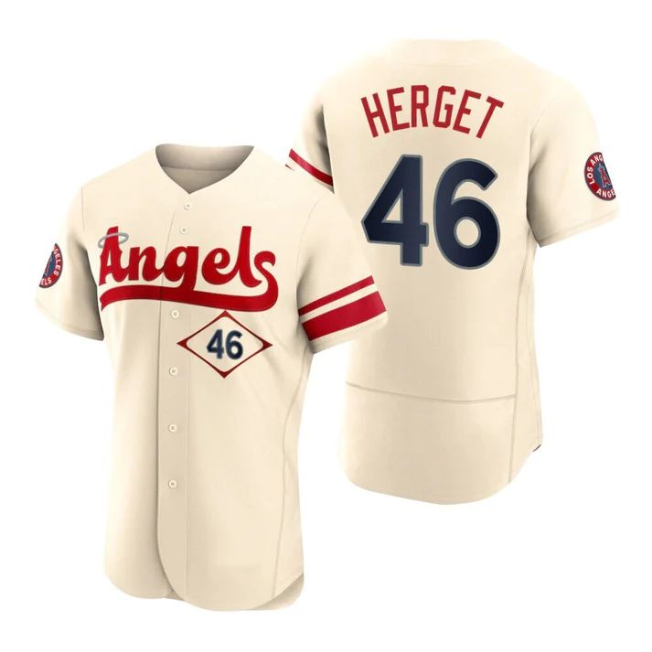 Custom #46 Cream 2022 City Connect LAA Baseball Shirt Top