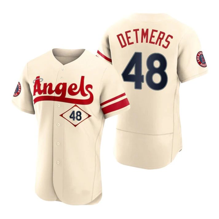 Custom #48 Cream 2022 City Connect LAA Baseball Shirt Top