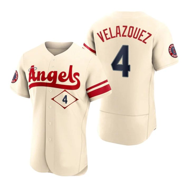 Custom #4 Cream 2022 City Connect LAA Baseball Shirt Top