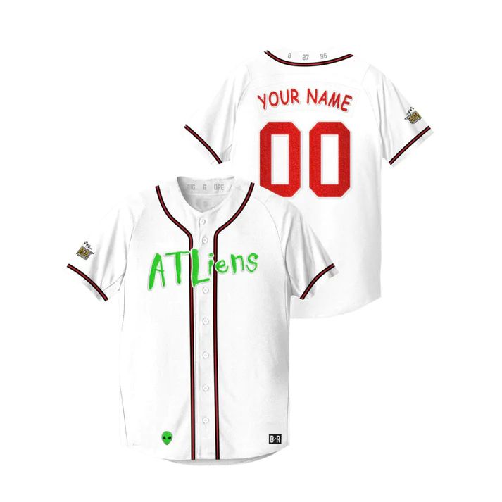 Custom White ATL Baseball Shirt Top
