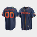 Custom Navy 2022 City Connect HOU Baseball Shirt Top