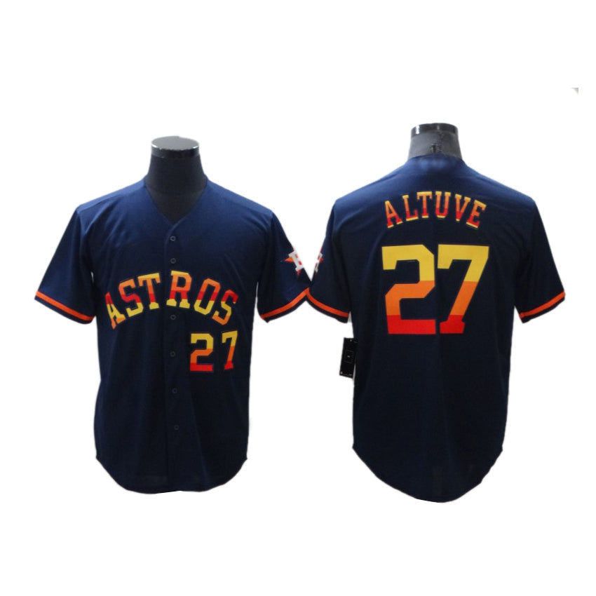 Custom Navy HOU Baseball Shirt Top